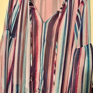 Jennifer Lopez Vibrant Striped Blouse